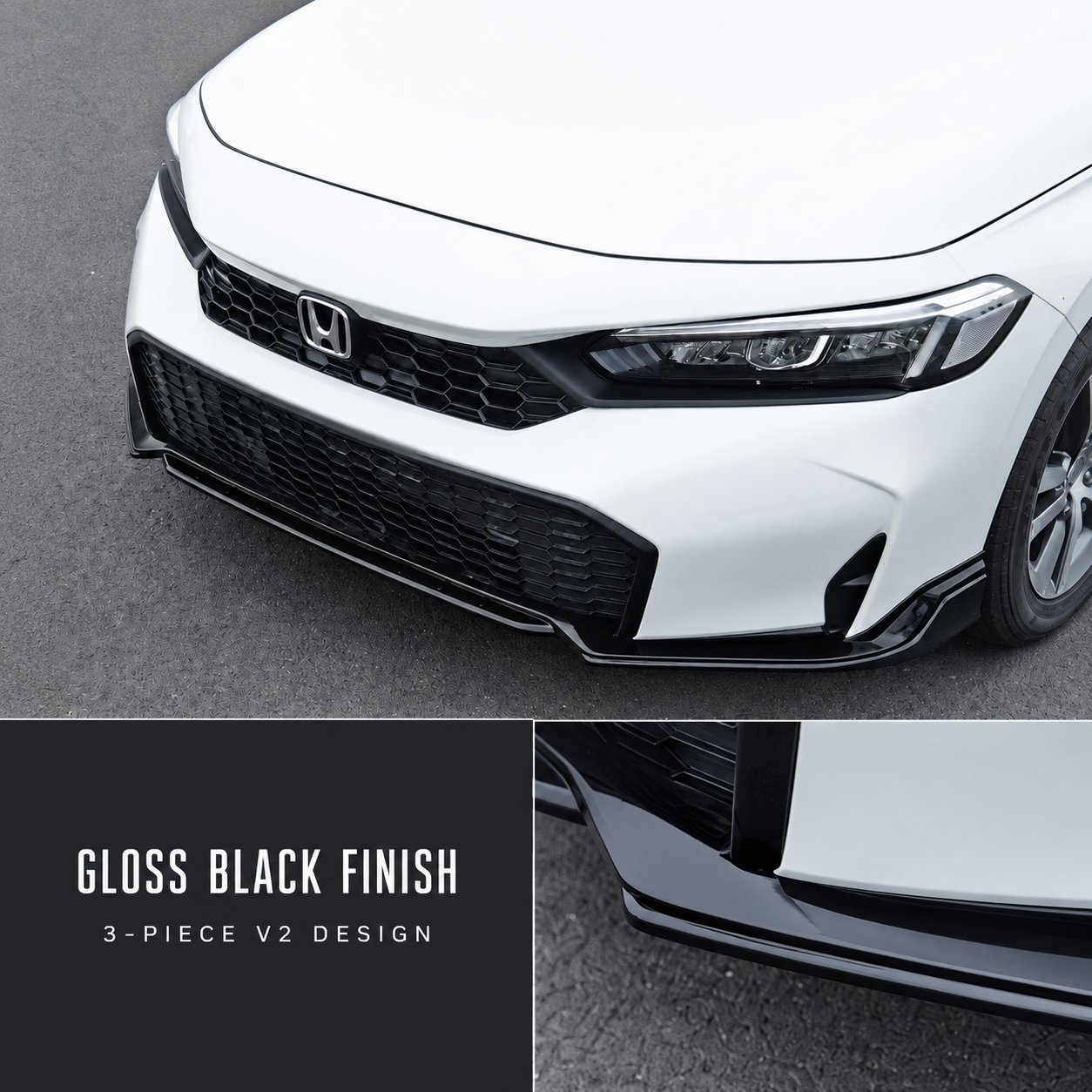 2025-2026 Honda Civic 11th Gen Front Lip V2 - Gloss Black | HiRev