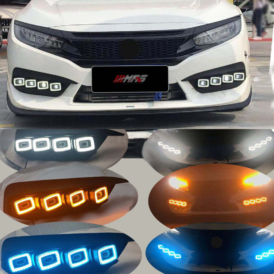 2016-2018 Honda Civic Sedan Front Bumper DRL Bugatti Style | HiRev Sports