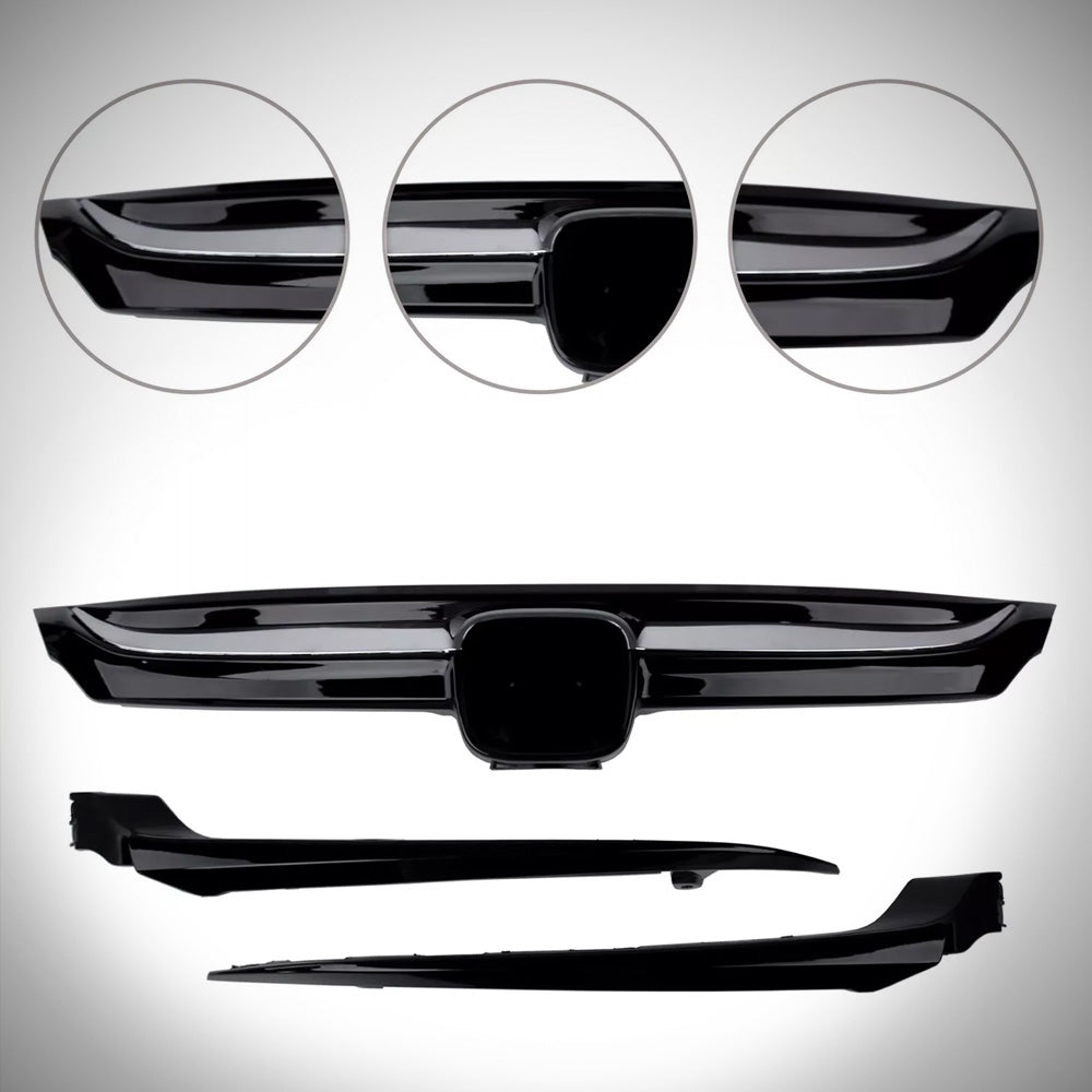 thumbnail image 2 of WheelX Glossy Black JDM Style Front Grille For Honda Accord 2018-2020 – Chrome Garnish, Mesh, 3-Piece Set 2 of 6