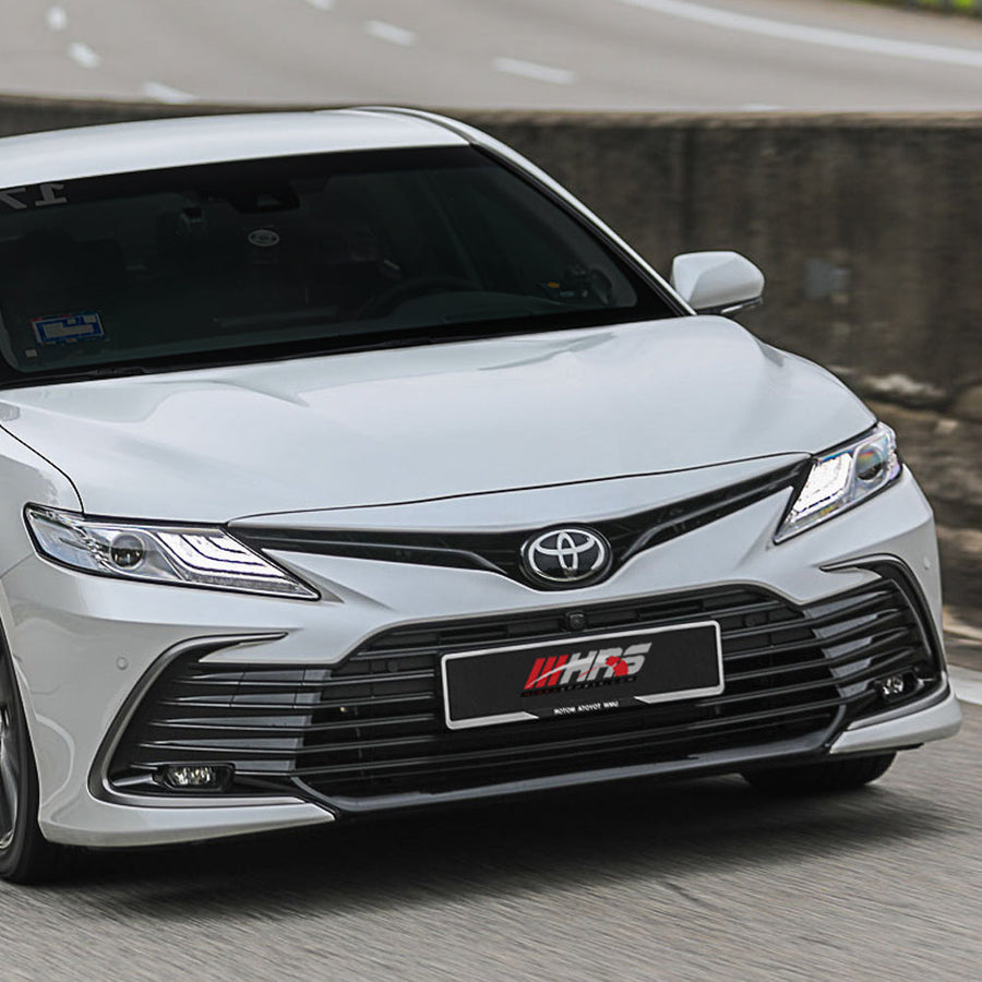Toyota Camry LE XLE gloss black grille and LED fog lights installed