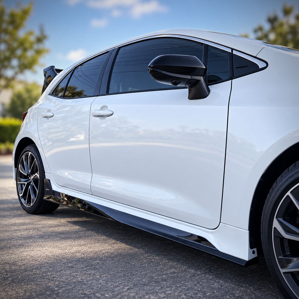 YOFER side skirts installed on 2023–2026 Toyota Corolla Hatchback – side profile