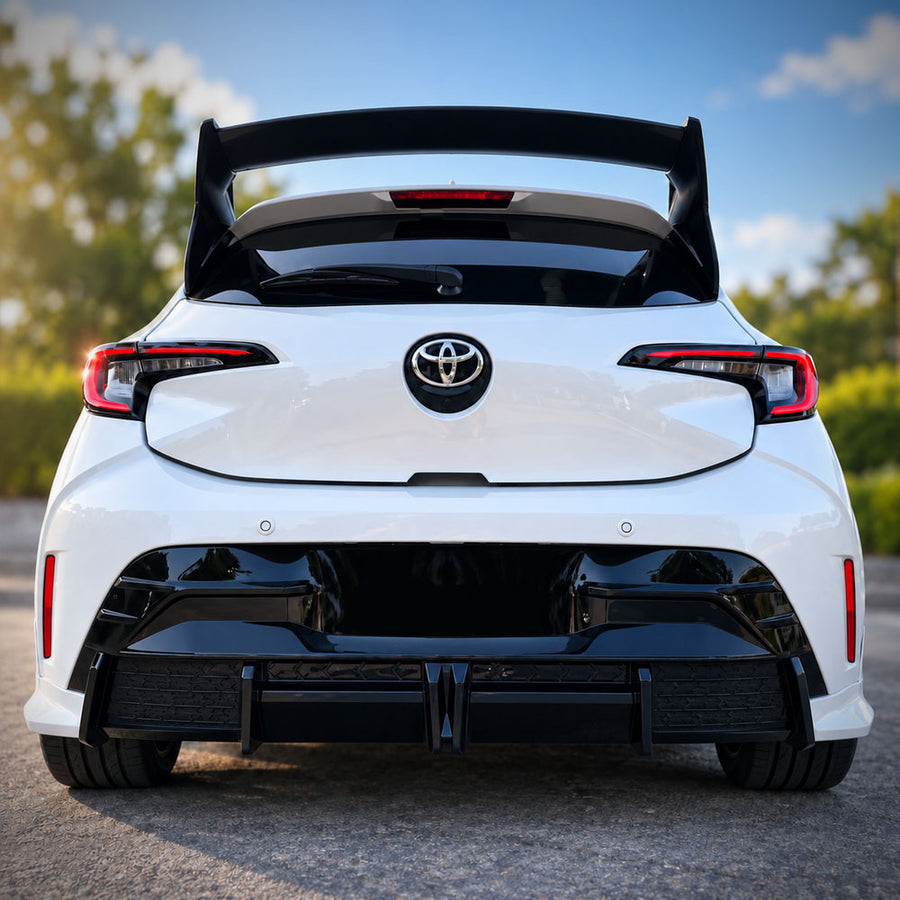 2023–2026 Toyota Corolla Hatchback with YOFER rear diffuser – exterior angle