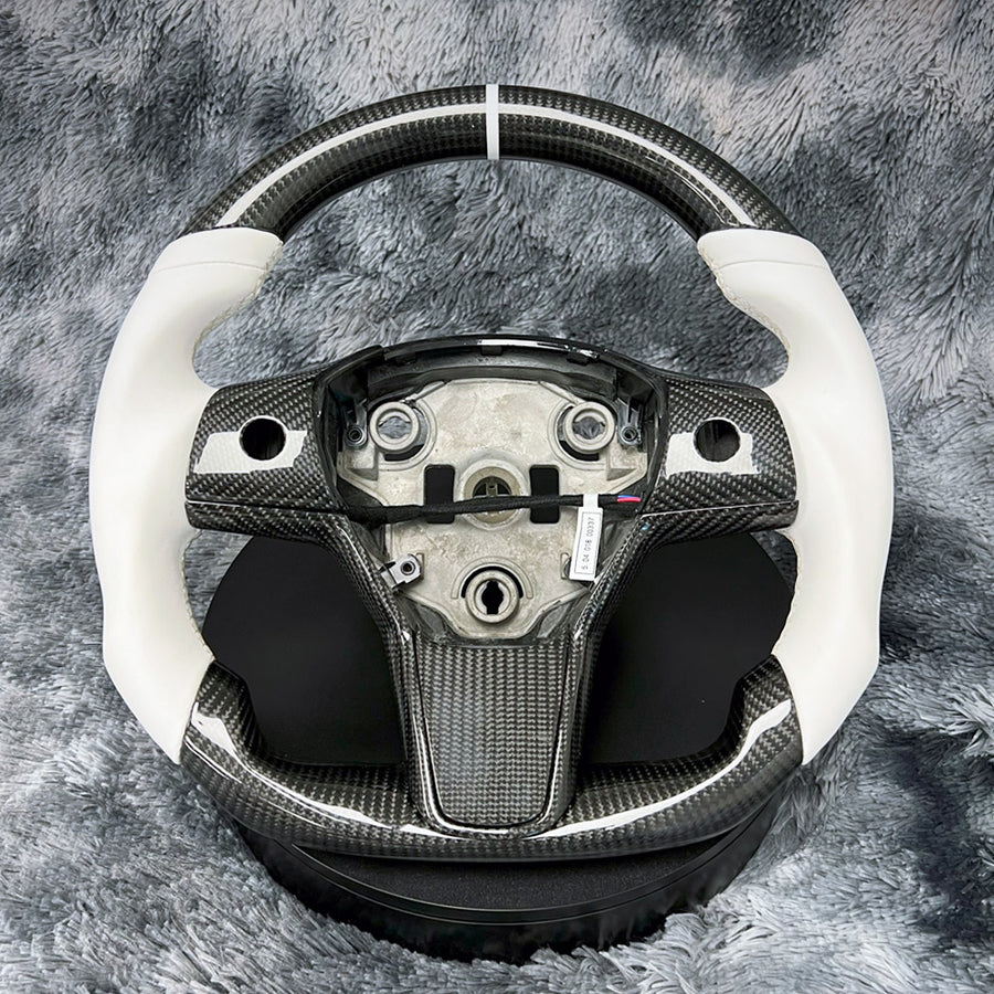 2017-2023 Tesla Model 3 Round Carbon Fiber Steering Wheel | HiRev Sports