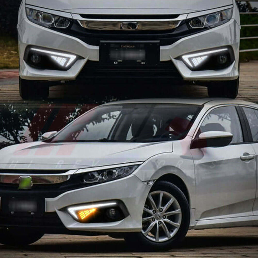 2016-2018 Honda Civic Sedan Front Bumper DRL Turn Signals V6 | HiRev Sports