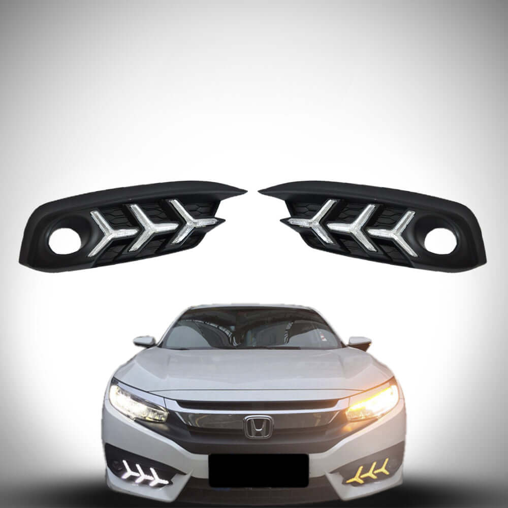 
                      
                        HRS 2016-18 Honda Civic 10th Gen Sedan Front Bumper DRL Turn Signals - V7
                      
                    