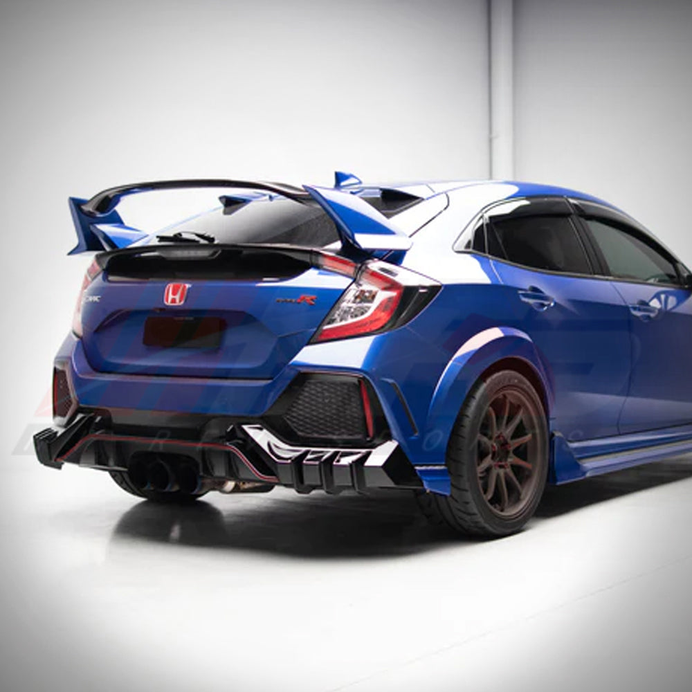 HRS 2017-21 Honda Civic 10th Gen Hatchback FK8 Mugen Style Rear Diffuser & Spats