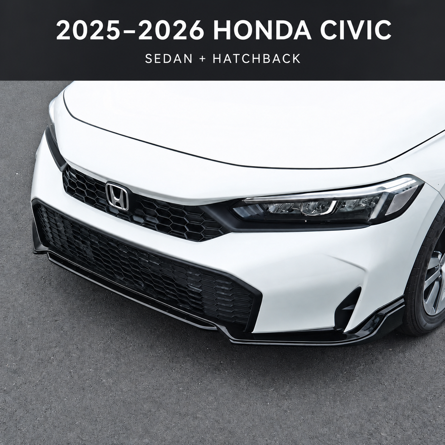 2025-2026 Honda Civic Sedan and Hatchback gloss black V2 front lip fitment