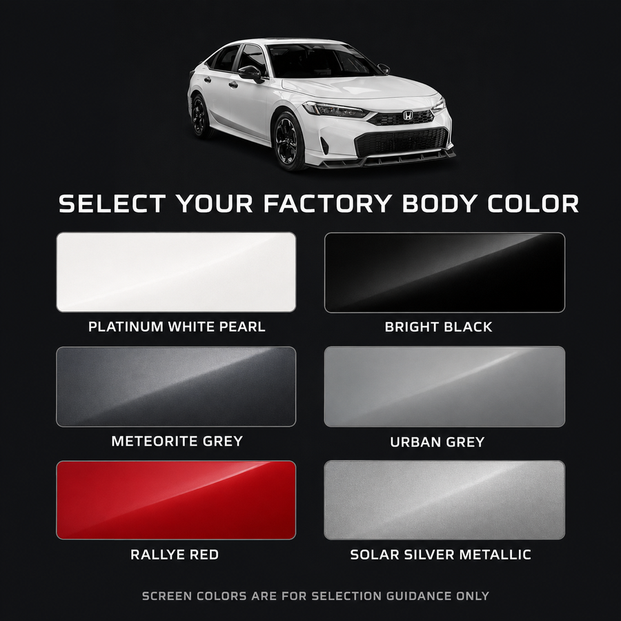 Available color selections for the 2025-2026 Honda Civic YOFER V4 front lip